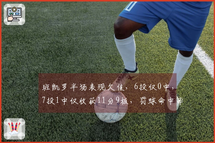 班凯罗半场表现欠佳，6投仅0中，7投1中仅收获11分9板，罚球命中率高达80%
